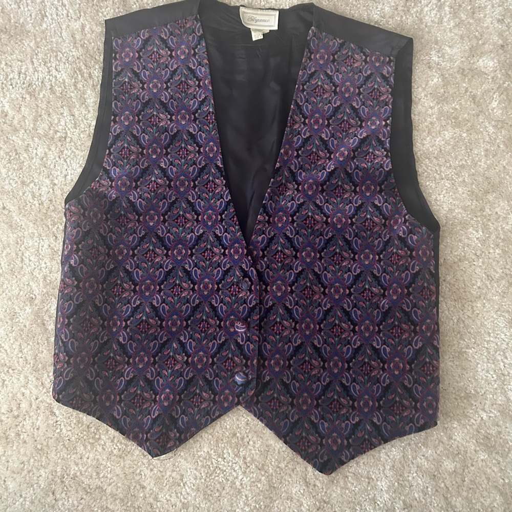 Vintage Paisley Vest in Purple and Black
